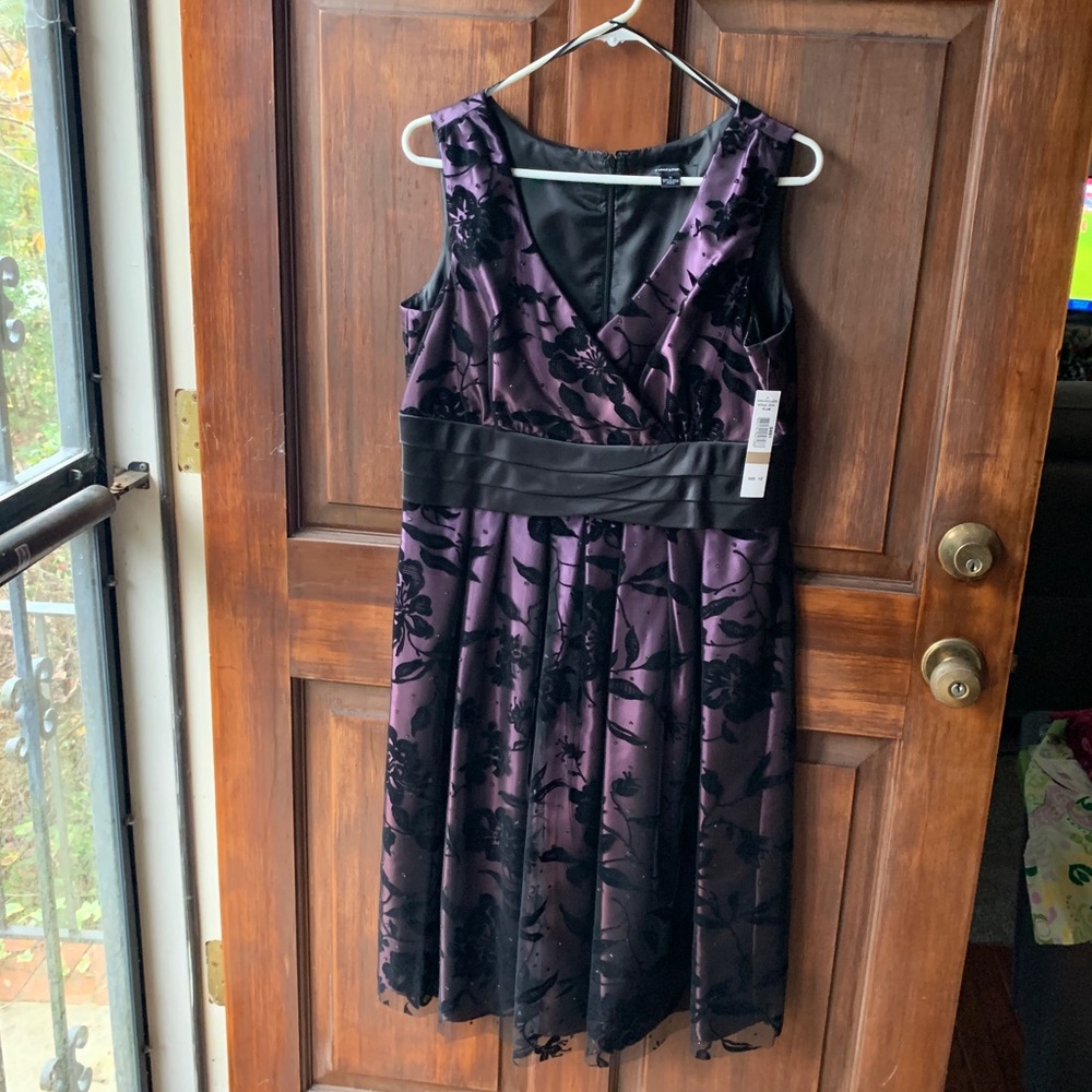 Purple dress with black lace